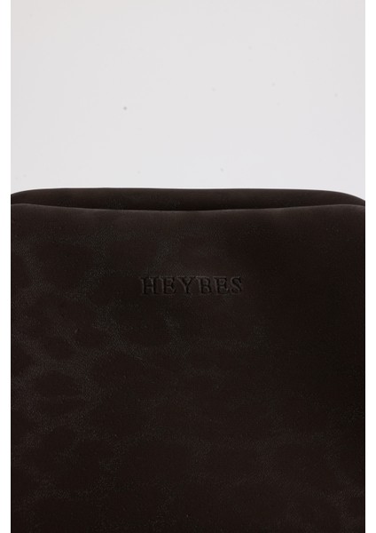 Kadın Koyu Kahve Leopar Desenli Deri Clutch El Çantası