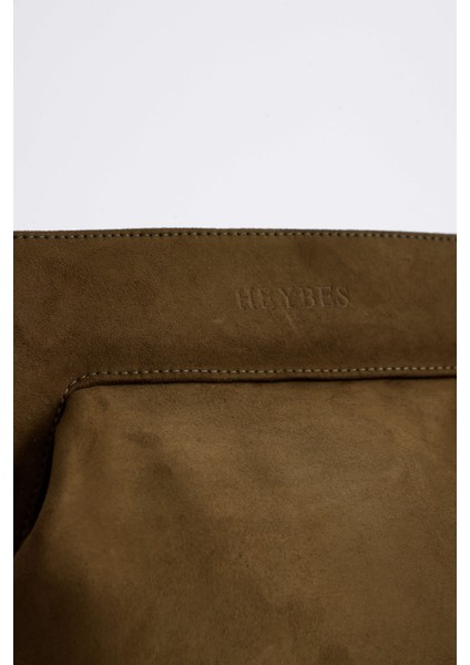 Kadın Haki Yeşil Süet Clutch El Çantası