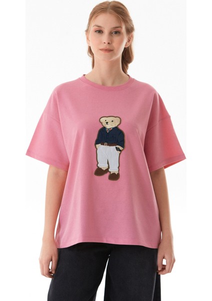 Ayıcık Nakışlı Oversize Tişört