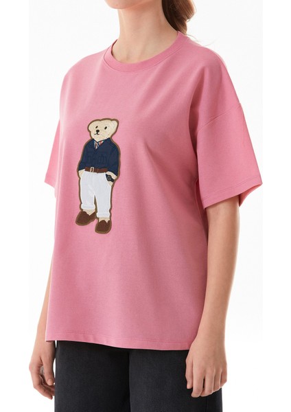 Ayıcık Nakışlı Oversize Tişört