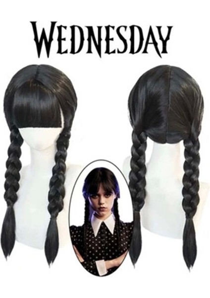 Wednesday Siyah Örgülü Peruk