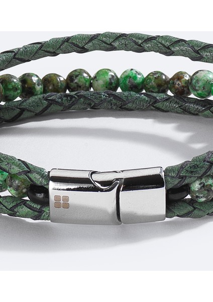 Erkek Yeşil %100 Deri Cety Taşlı Bileklik A51Y9602 fiyatları