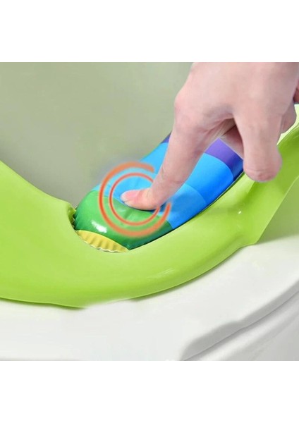 Kurbağa Model Çocuk-Bebek Yanlardan Tutmalı Yumuşak Süngerli Klozet Kapağı Adaptörü Yeşil