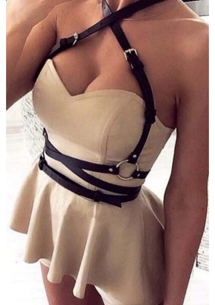 Kampanya Estevia Jrt Elbise Üzeri Askılı Deri Harness - 757 Yeni!!!