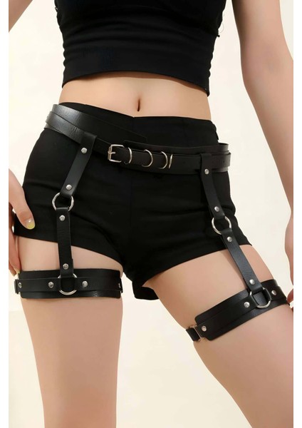 Kampanya Estevia Jrt Siyah Deri Jartiyer Harness - 804 Yeni!!!