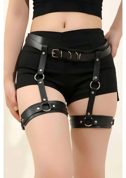 Kampanya Estevia Jrt Siyah Deri Jartiyer Harness - 804 Yeni!!!