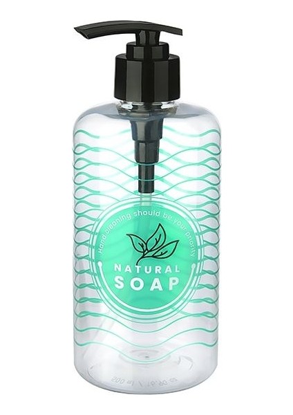 Şeffaf Sıvı Sabunluk Yuvarlak Plastik Pompalı 500 ml
