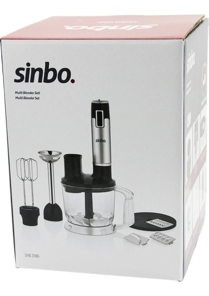 Turbo Multi Blender Seti Doğrayıcı- Mikser- Blender Rende Dilim Diskleri 300W 2lt Hazne SHB-3186 (4887)