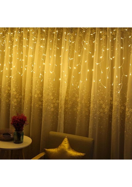 8 Fonksiyonlu 16 Saçaklı Perde LED 3 x 1 (Günışığı) (4172) Yeni!!!