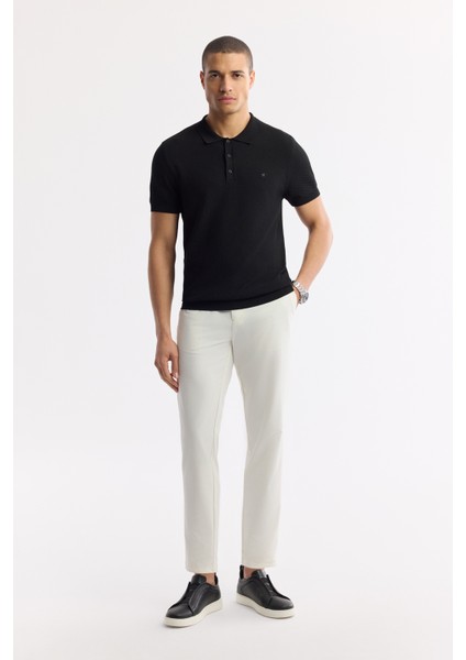 Erkek Siyah Regular Fit Polo Yaka Dokulu Triko T-shirt B005120 indirimleri