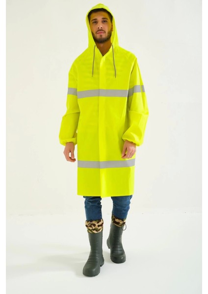 Yerli Diz Altı Pardesü RY 1800 Reflektörlü Su Geçirmez Fosforlu Yağmurluk İş Güvenliği Kıyafeti fiyatları