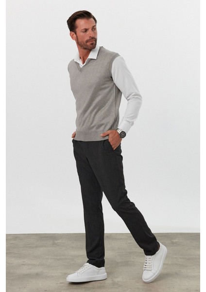 Erkek Standart Fit Normal Kesim Kolsuz Triko Süveter indirimleri