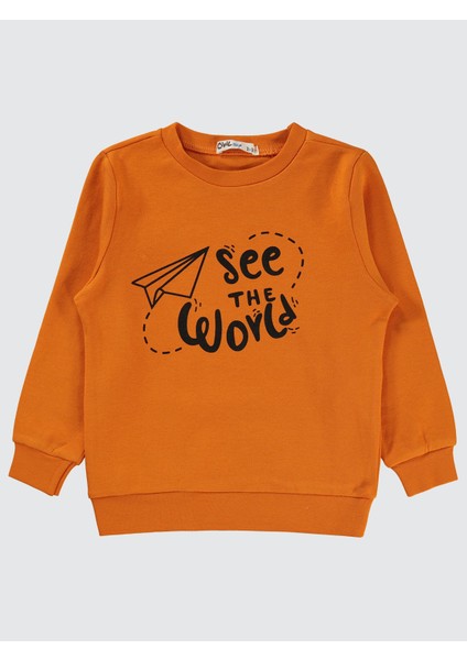 Erkek Çocuk Sweatshirt 2-5 Yaş Koyu Oranj