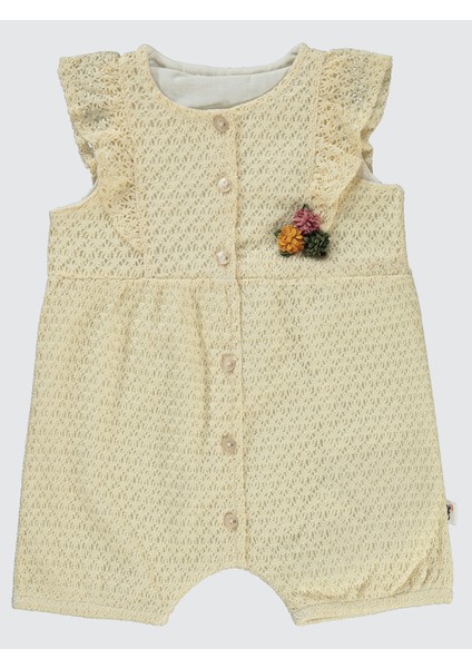 Kız Çocuk Patiksiz Tulum 6-18 Ay Ekru
