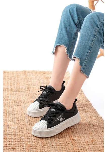 DM-7100 Siyah Bağcıklı Termo Taban Taş Aksesuarlı Günlük Spor Ayakkabı modelleri