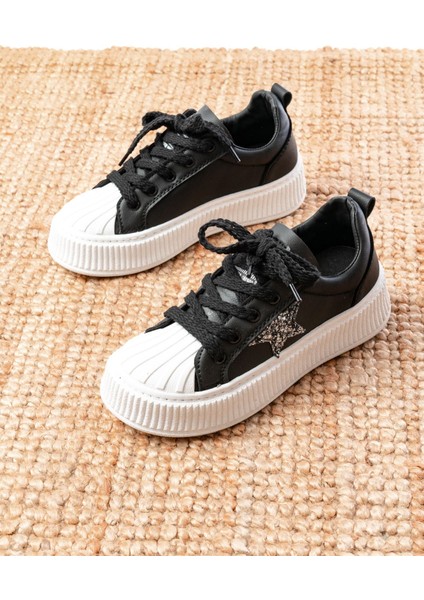 DM-7100 Siyah Bağcıklı Termo Taban Taş Aksesuarlı Günlük Spor Ayakkabı fırsatları