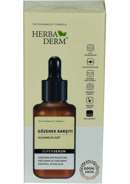 Superserum Oleanolik Asit Gözenek Karşıtı Doğal Yüz Serumu 30 ml Yeni