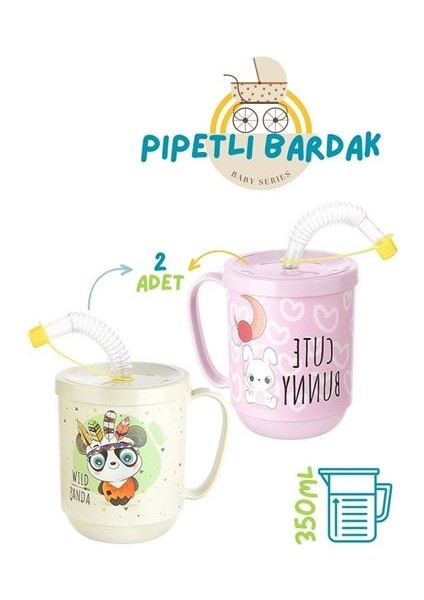 Fırsat Byr Pipetli Bardak 2 Li Momma Design Yeni