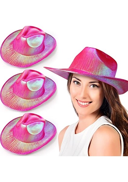 Fırsat Byr Neon Hologramlı Kovboy Model Parti Şapkası Fuşya Yetişkin 39 x 36 x 14 cm Yeni