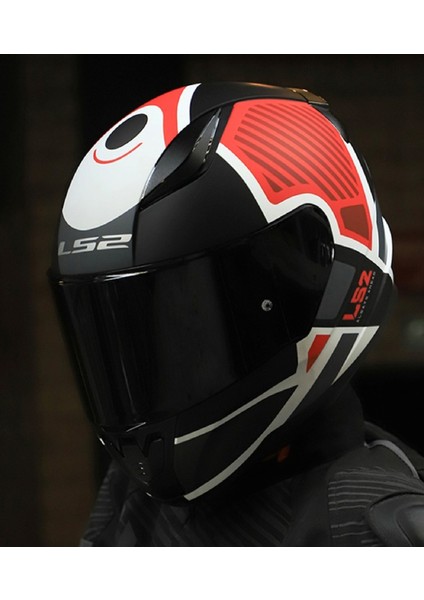 Rapıd 2 Grıd Mat Beyaz-Kırmızı Kapalı Motosiklet Kaskı Siyah Camlı