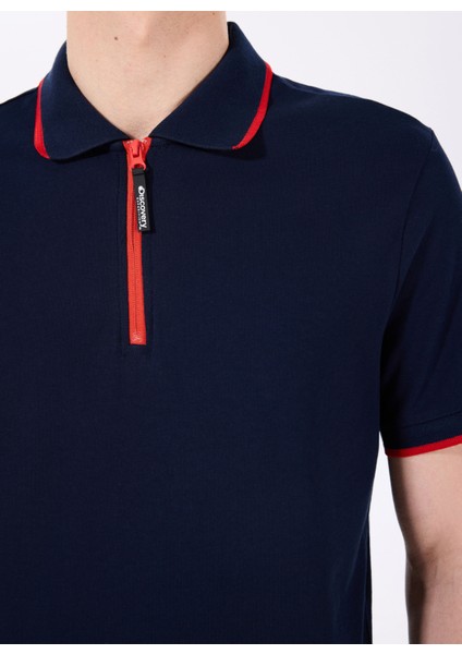 D5SM-TST3805 Lacivert - Kırmızı Relaxed Düz Erkek Polo T-Shirt fırsatları