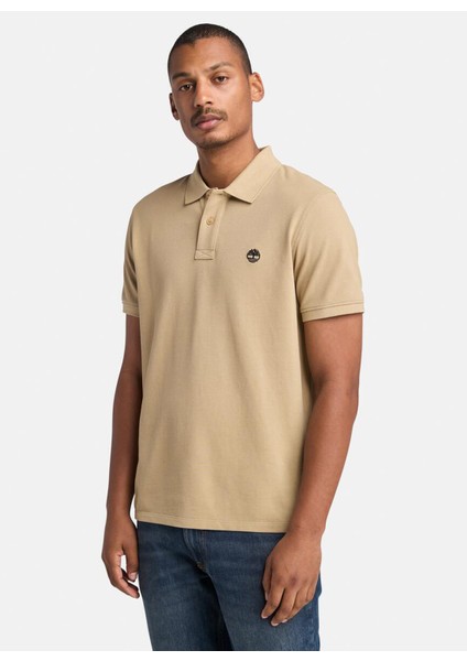 Mıllers Rıver Pique Short Sleeve Po Bej Nakışlı Erkek Polo T-Shirt