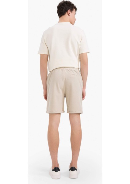 Regular Fit Dokulu Basic Düz Bermuda Şort E2606AX25SM