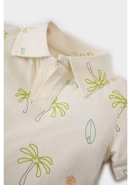 Erkek Bebek 2'li Takım Palmiye Desenli Kısa Kollu Polo Tişört Beli Lastikli Şort E8726A525SM modelleri