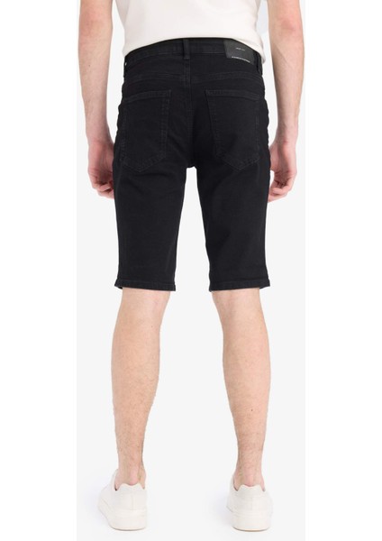 Slim Fit Dar Kesim Jean Bermuda Şort E4009AX25SM