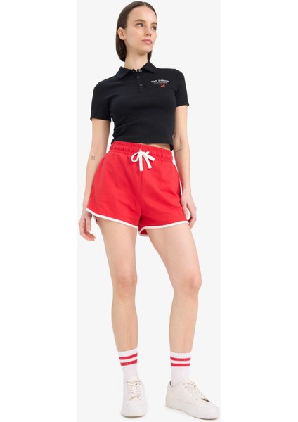 Coool Fitted Polo Yaka Baskılı Ribana Kısa Kollu Siyah Tişört D1095AX25SM fiyatları