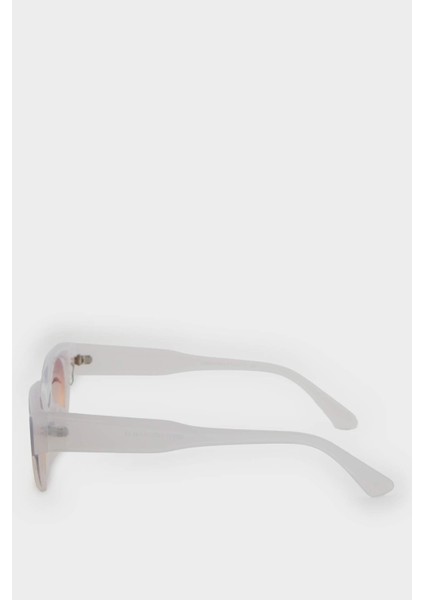 Kadın Oval Beyaz Transparan Plastik Çerçeve Pembe Cam UV Güneş Gözlüğü F0619AXNS modelleri