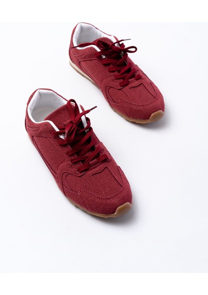 Rs-01 Bordo Süet Ince Taban Günlük Spor Ayakkabı