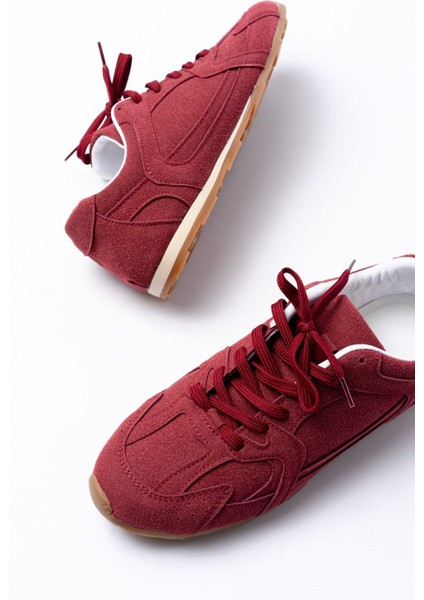 Rs-01 Bordo Süet Ince Taban Günlük Spor Ayakkabı