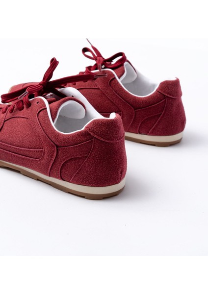 Rs-01 Bordo Süet Ince Taban Günlük Spor Ayakkabı