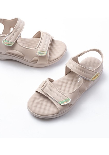DM-363 Bej Baret Cırtlı Dikişli Günlük Kadın Sandalet fırsatları