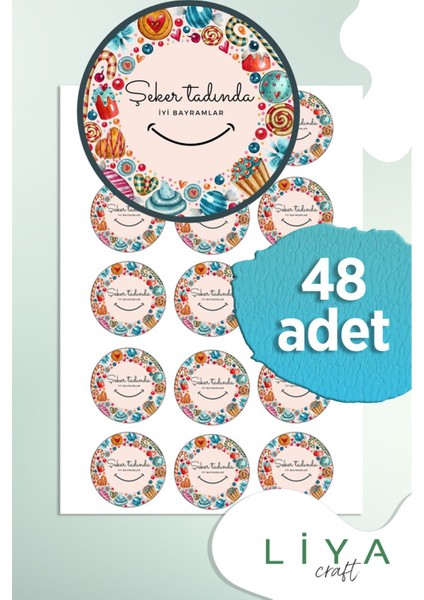 Iyi Bayramlar Etiket Sticker 48 Adet 3,5 cm