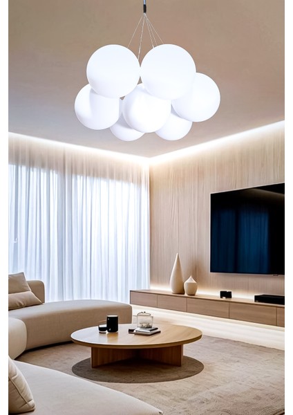 Bulut 7'li LED Beyaz Işıklı Avize Modern Enerji Tasarruflu Dekoratif Avize Oturma Odası Cafe Salon fiyatları