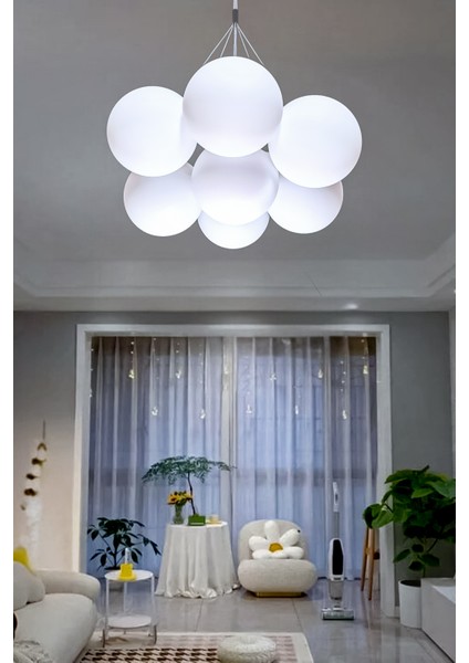 Bulut 7'li LED Beyaz Işıklı Avize Modern Enerji Tasarruflu Dekoratif Avize Oturma Odası Cafe Salon modelleri