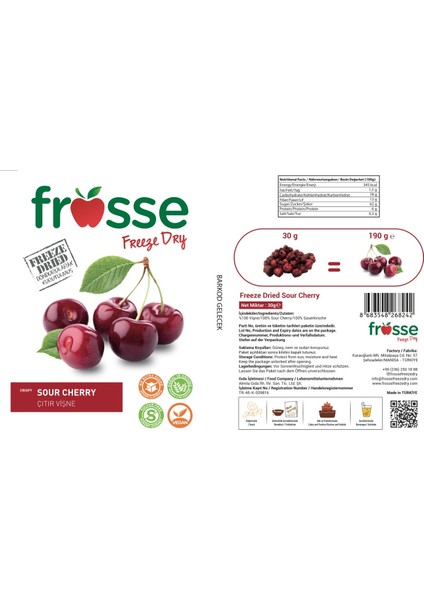 Vişne Kıtırı - Freeze Dried - Üretici Firmadan Dondurularak Kurutulmuş Vişne Cipsi 30 gr