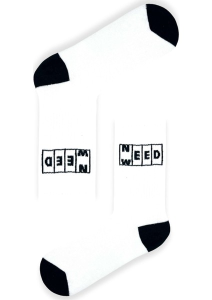 Need W.ed Yazılı Eğlenceli Unisex Beyaz Spor Çorap
