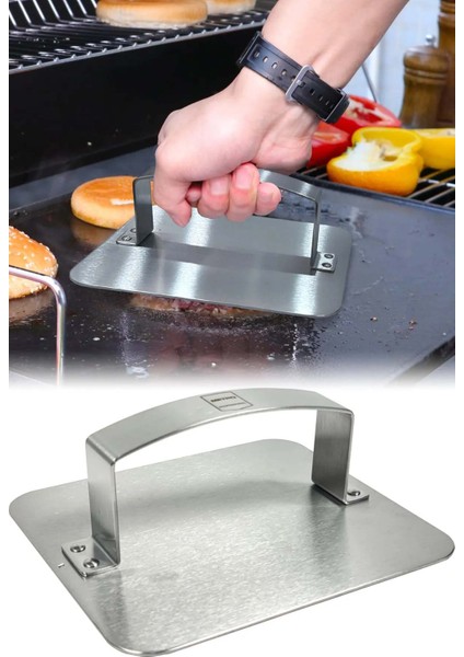 Profesyonel Mangal Burger Presi 18/0 Paslanmaz Çelik 18X16 cm AF072