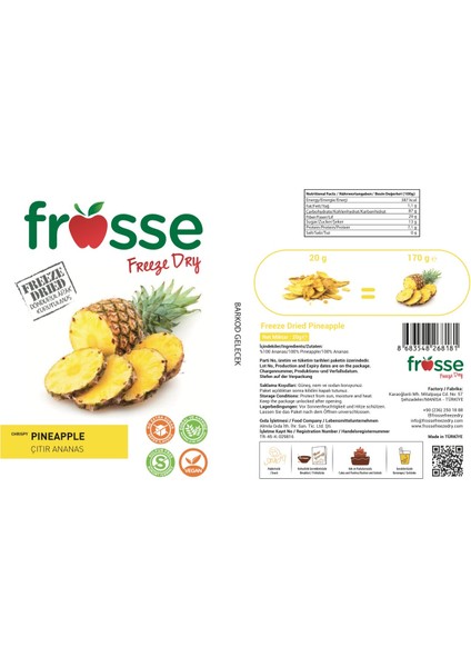 Ananas Kıtırı - Freeze Dried - Üretici Firmadan Dondurularak Kurutulmuş Ananas Cipsi 20 gr