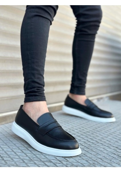 BA0316 Bağcıksız Yüksek Beyaz Taban Klasik Cilt Corcik Erkek Ayakkabı