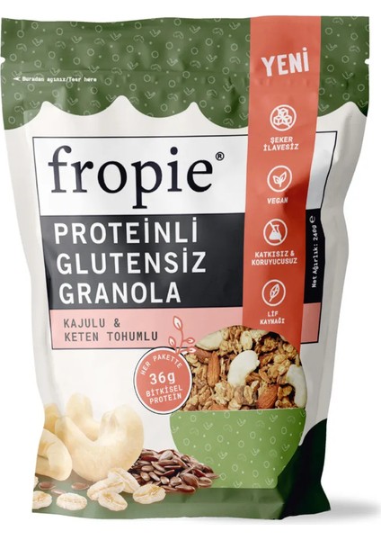 Elma Badem ve Proteinli Glutensiz Kaju Keten Tohumu Granola Paketi X2