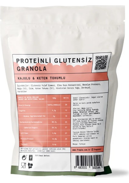 Elma Badem ve Proteinli Glutensiz Kaju Keten Tohumu Granola Paketi X2
