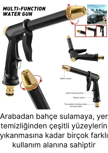 Siyah Ayarlanabilir Yüksek Basınçlı Yıkama Su Tabancası Tazyikli Araba Yıkama Bahçe Yıkama Aparatı