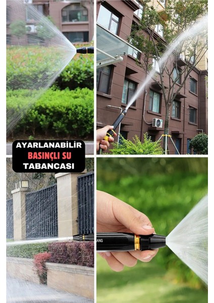 Siyah Ayarlanabilir Yüksek Basınçlı Yıkama Su Tabancası Tazyikli Araba Yıkama Bahçe Yıkama Aparatı