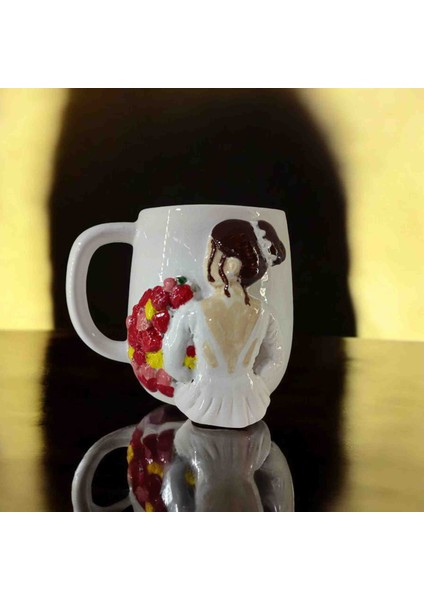 3D Kabartma El Emeği Göz Nuru Balerin Seramik KUPA BARDAK 400 ML Hediye Paketi Yapılır 🎁