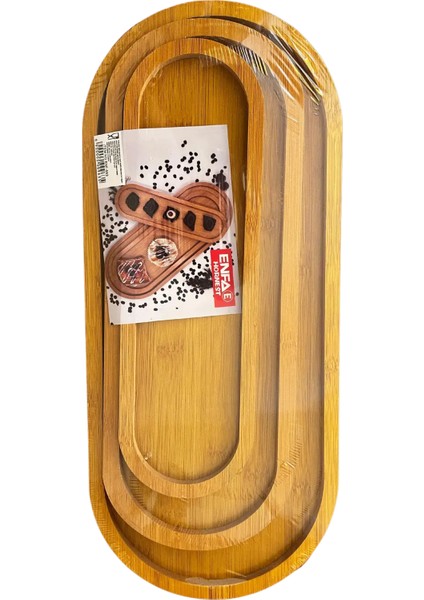 Üçlü Bambu Tepsi Seti - Oval