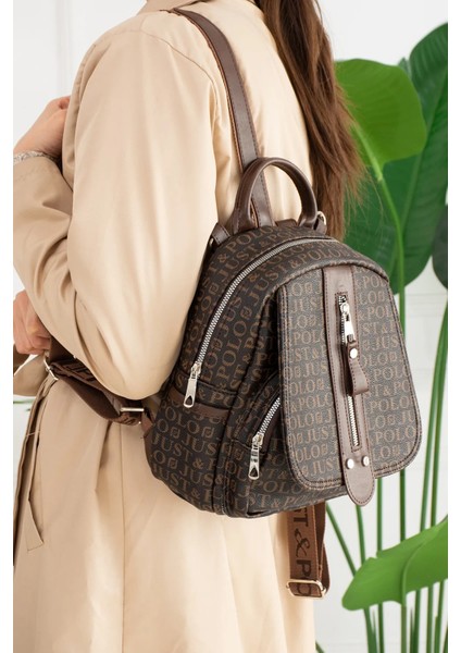 JP2177 Çok Bölmeli Astarlı Ayarlanabilir Askılı Kadın Sırt Çantası OZT2177